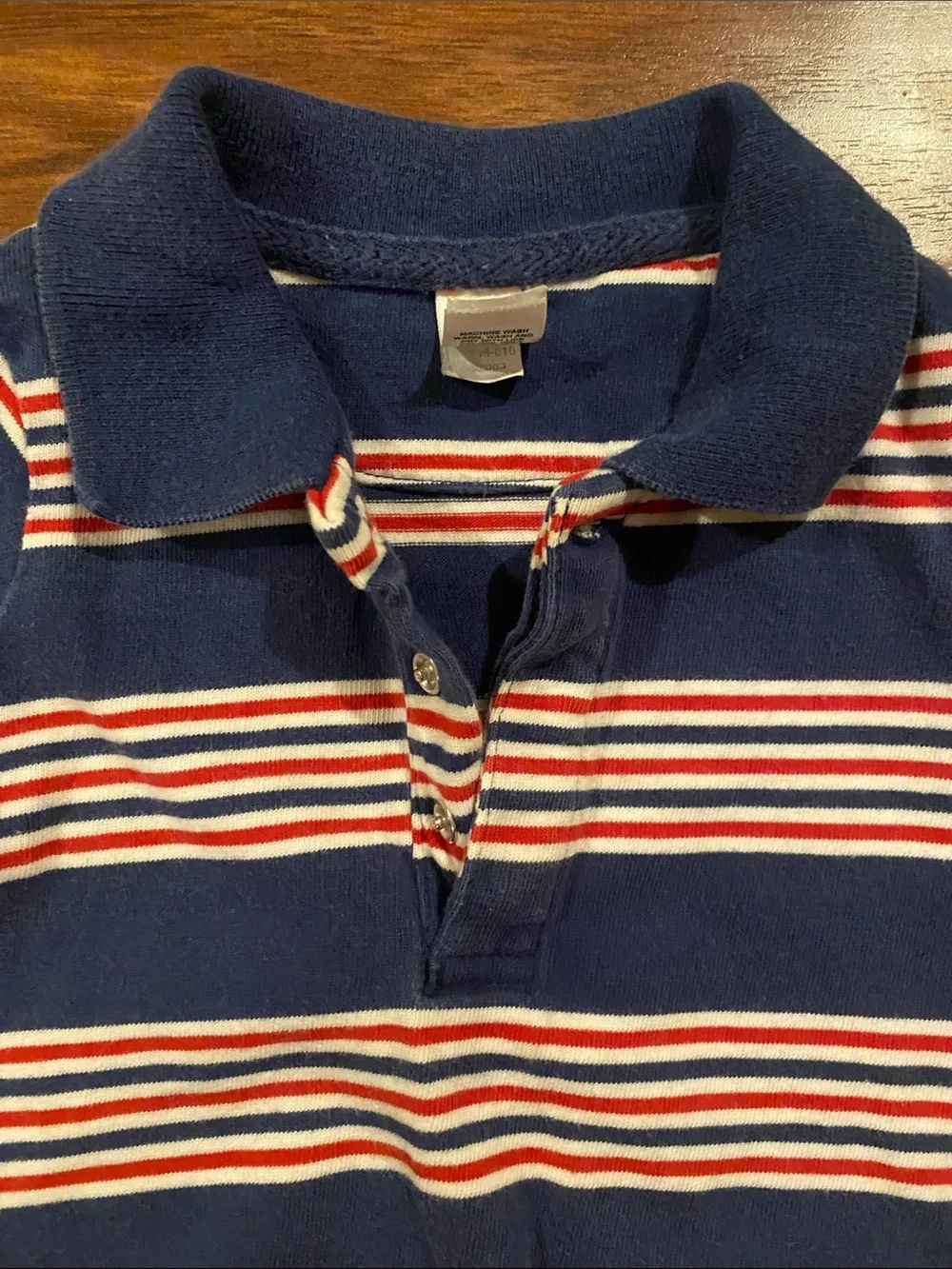 GAP Vintage Navy, Red & White Striped Polo One-Piece Romper 3-6 months